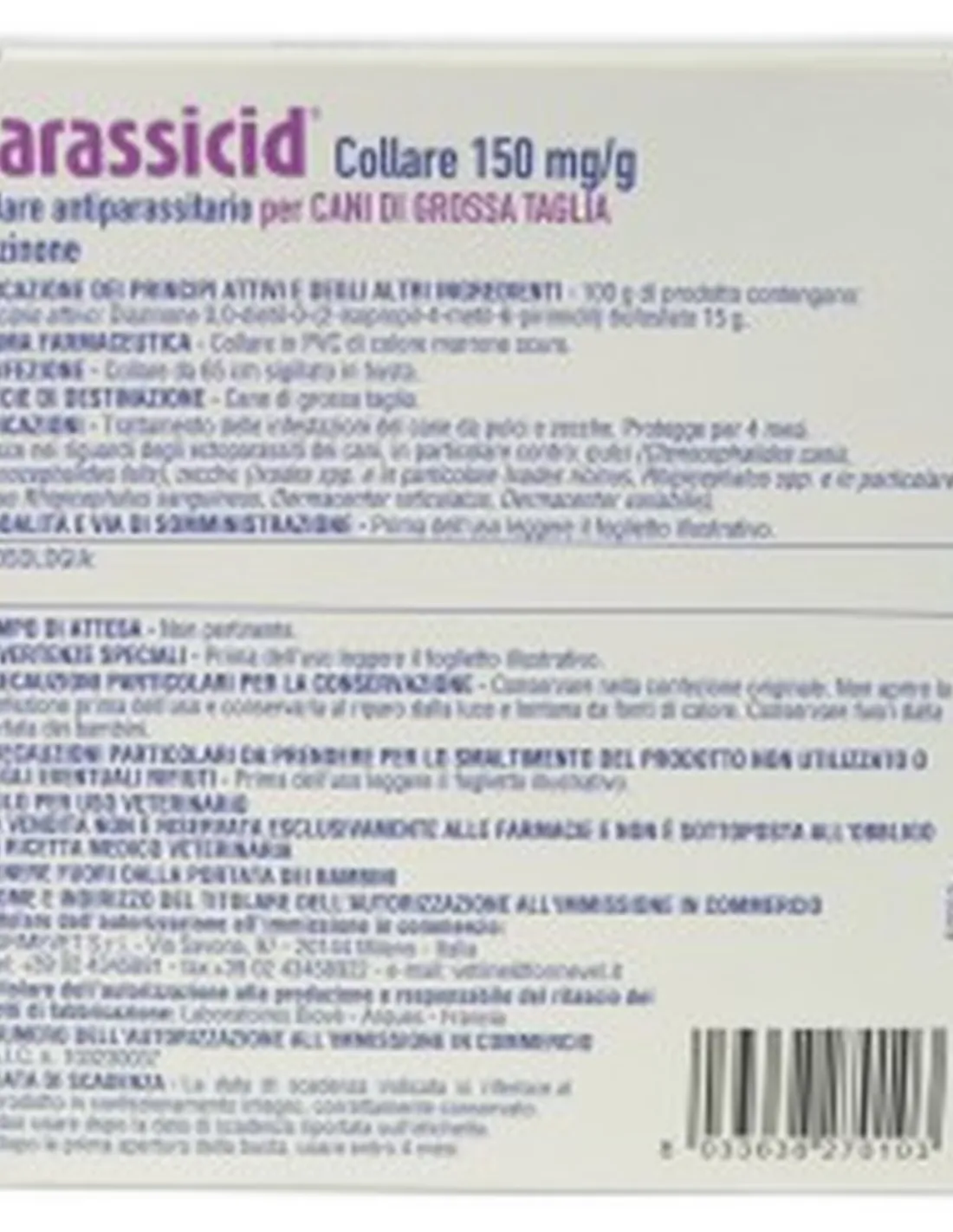 Parassicid Collare per cani di taglia grande Formevet 65 cm  