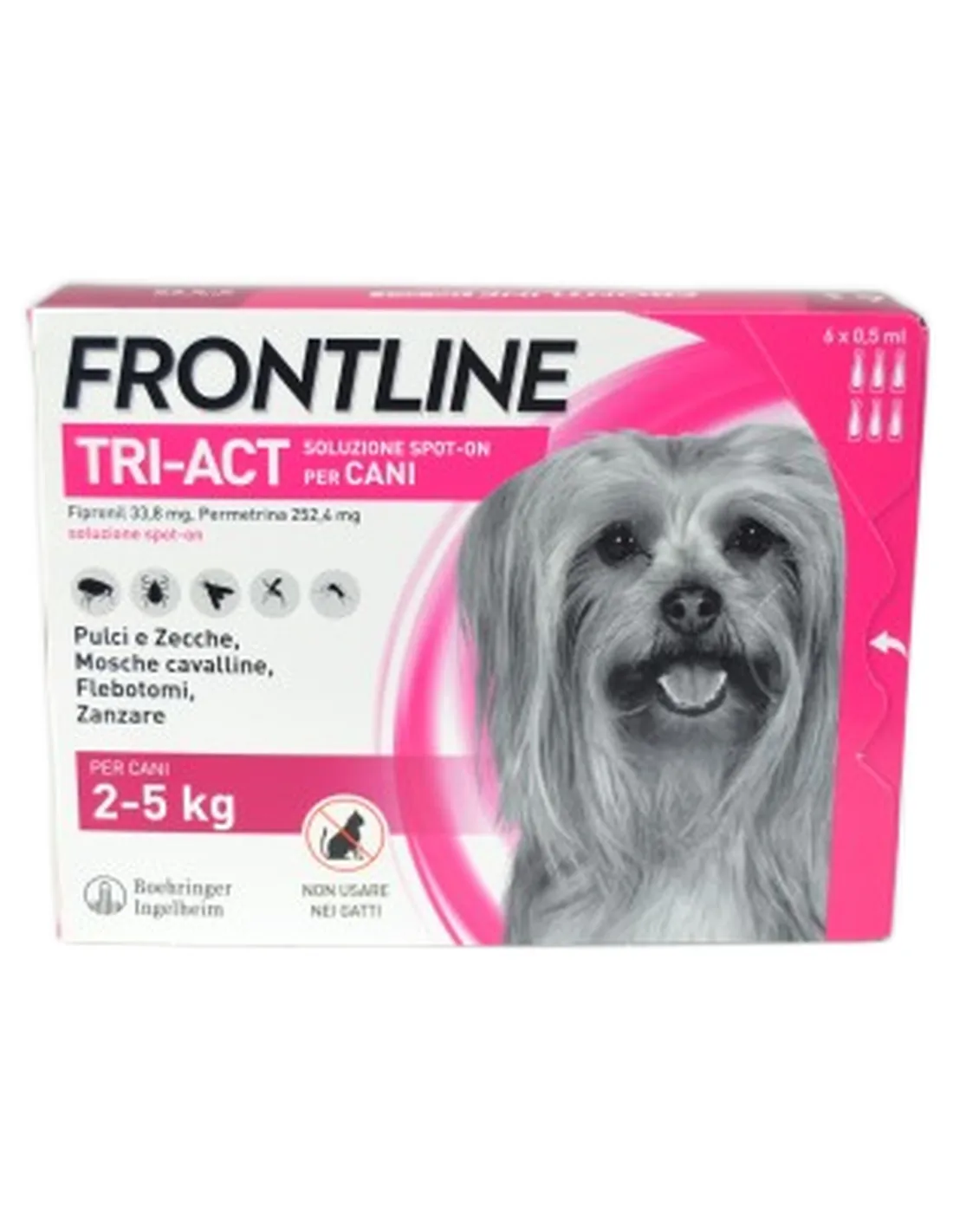 Frontline Tri-Act cani da 2 - 5 Kg 6 pipette   Frontline Tri-Act cani da 2 - 5 Kg 6 pipette