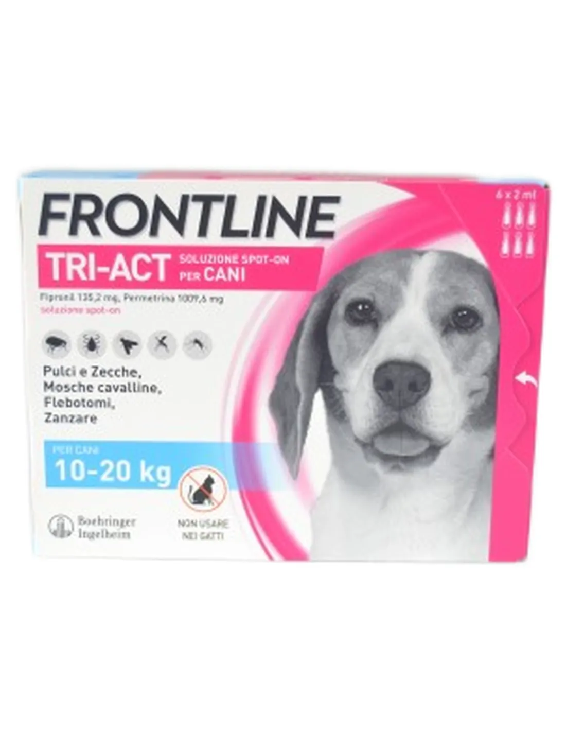Frontline Tri-Act 6 pipette cani da 10 a 20 kg   Frontline Tri-Act 6 pipette cani da 10 a 20 kg