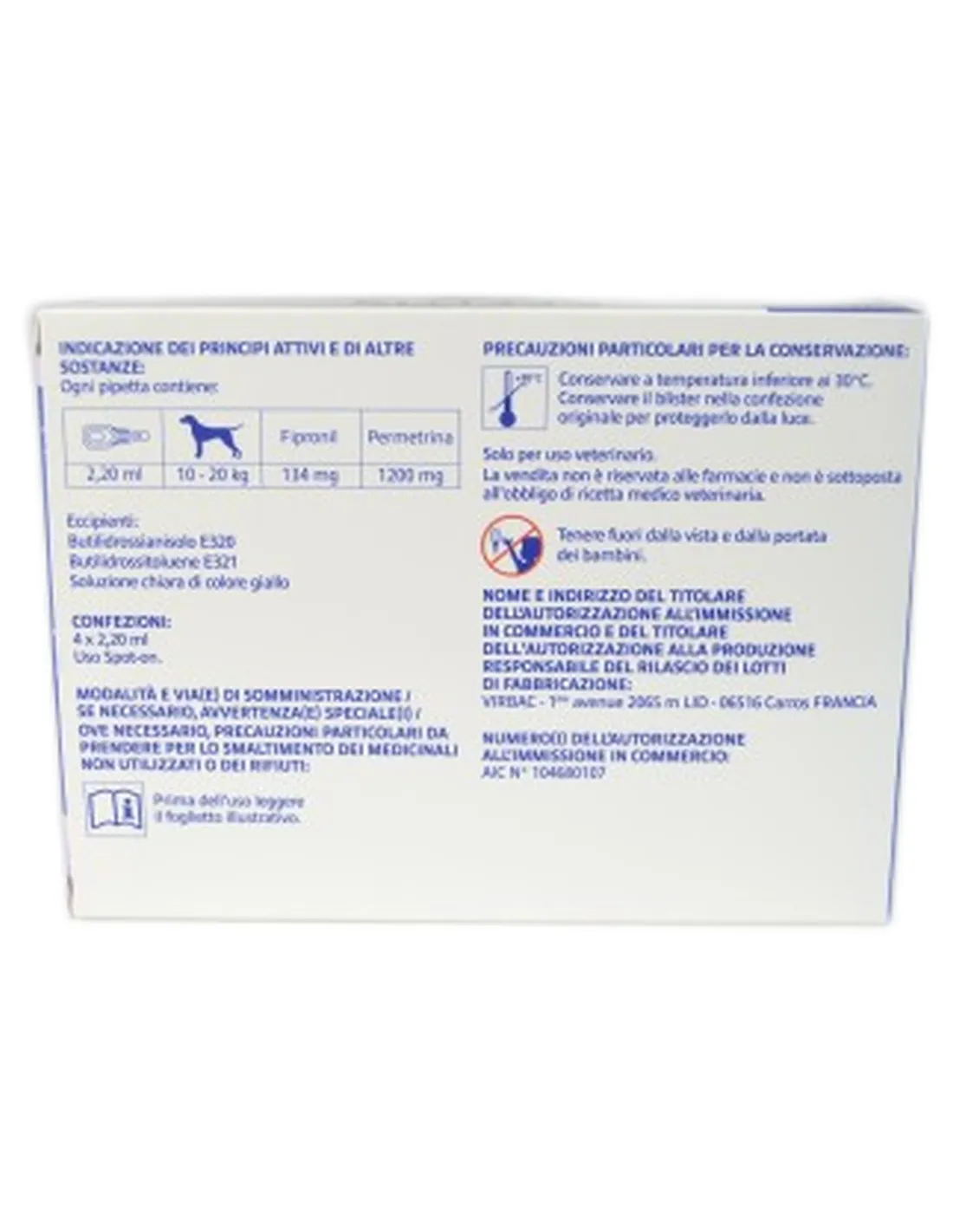 Effitix Medium Virbac 134 mg/1200 mg 4 pipette 2,20 ml  