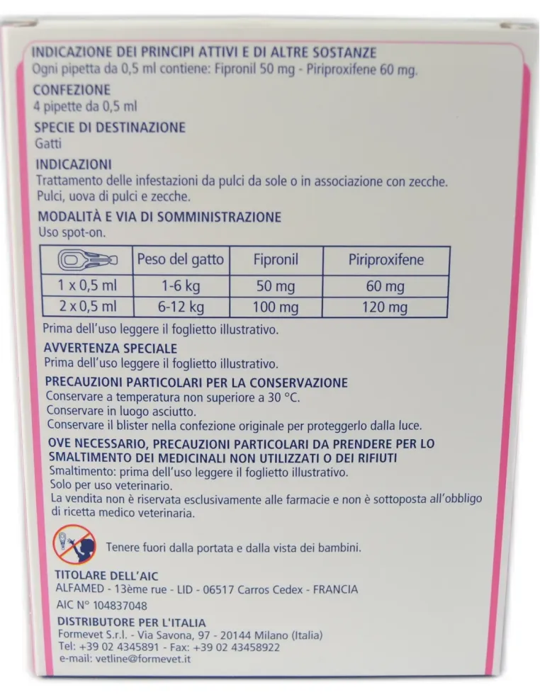 Fipralone Duo Gatto 50 mg/60 mg spot-on 4 pipette  