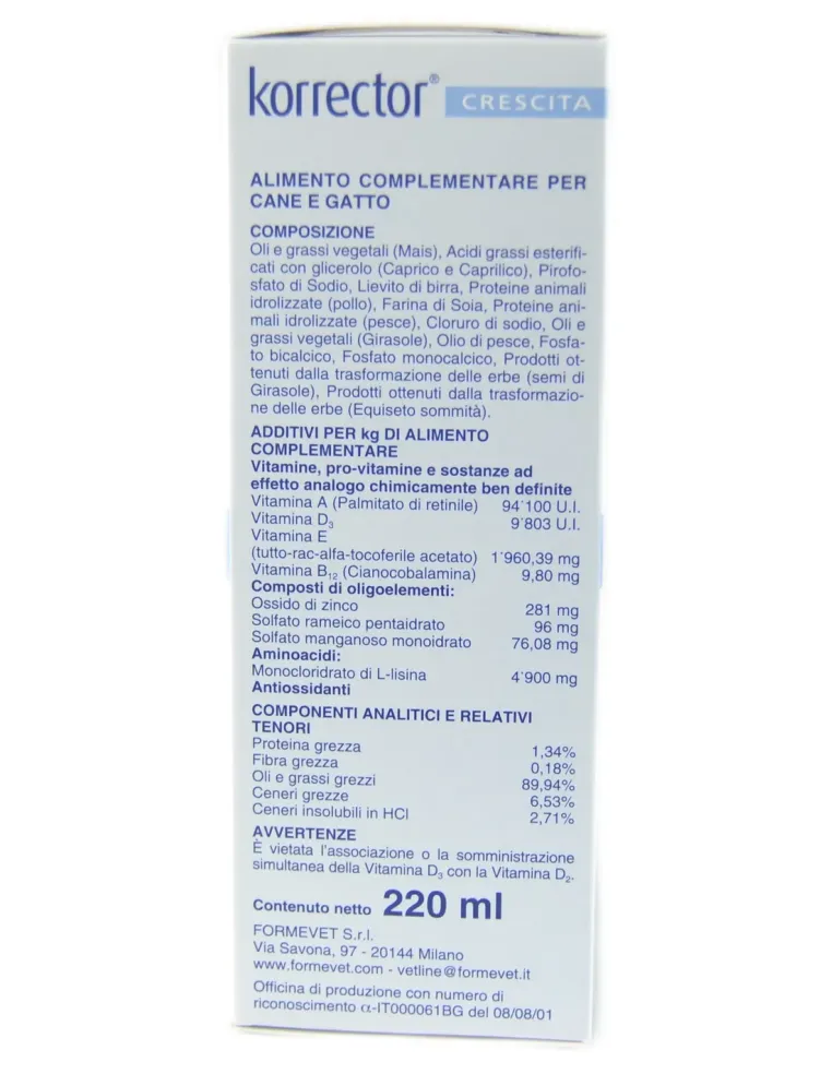 Korrector Crescita 220 ml Formevet  