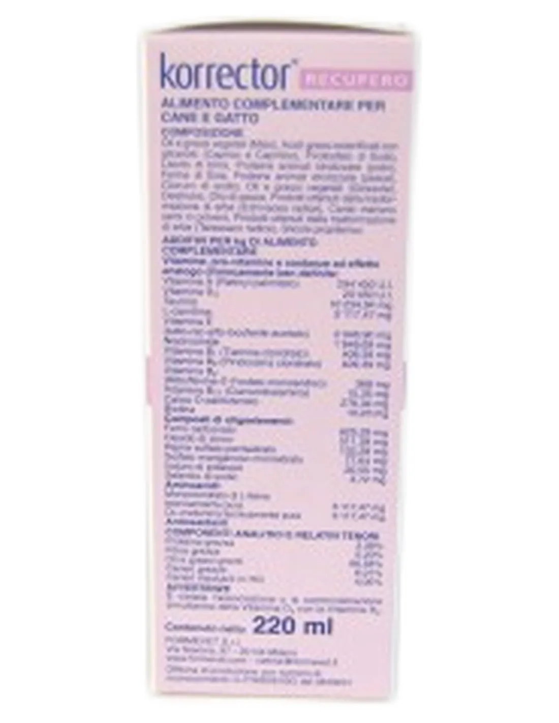 Korrector Recupero Formevet liquido flacone 220 ml  