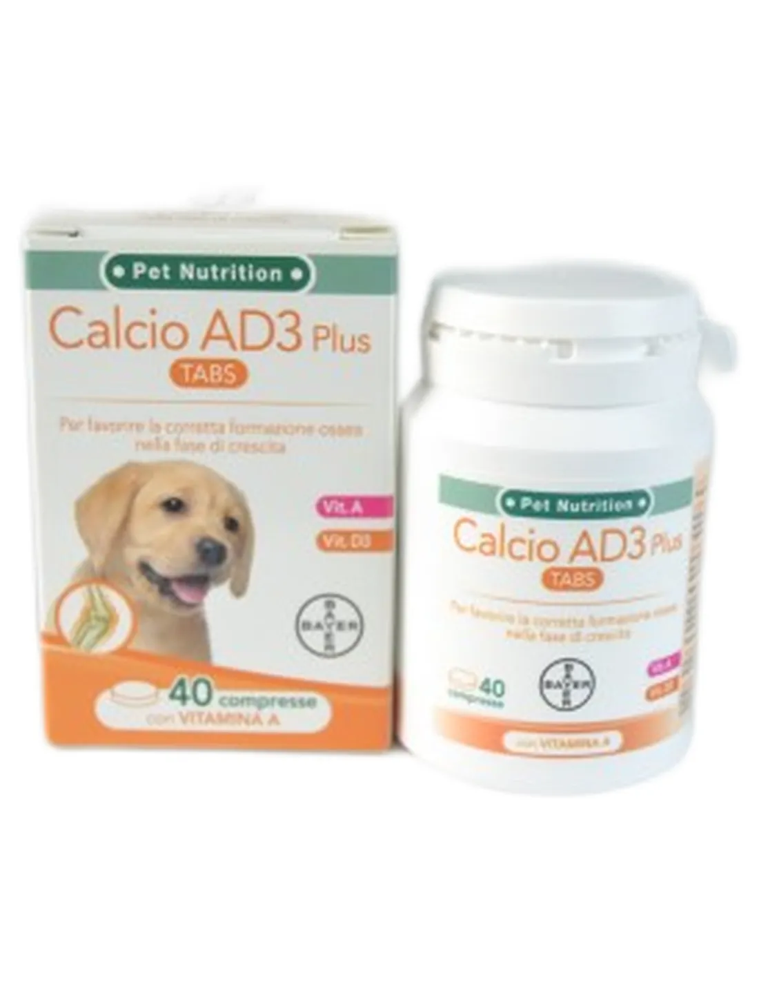 Calcio Ad3 Solubile Sviluppo Tabs - Bayer Pet Nutrition Bayer 40 tabs  