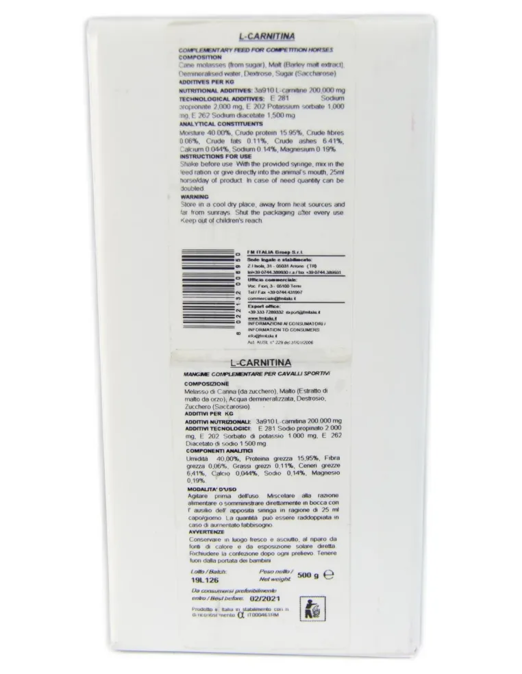 L-Carnitina FM Italia 500 g liquido con siringa dosatrice  