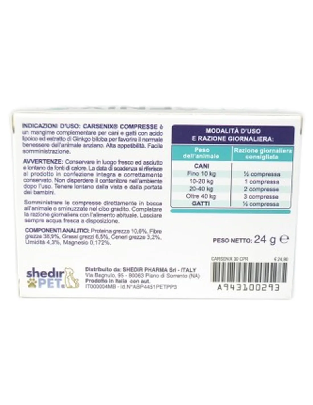 Carsenix Shedir Pharma 30 compresse da 800 mg  