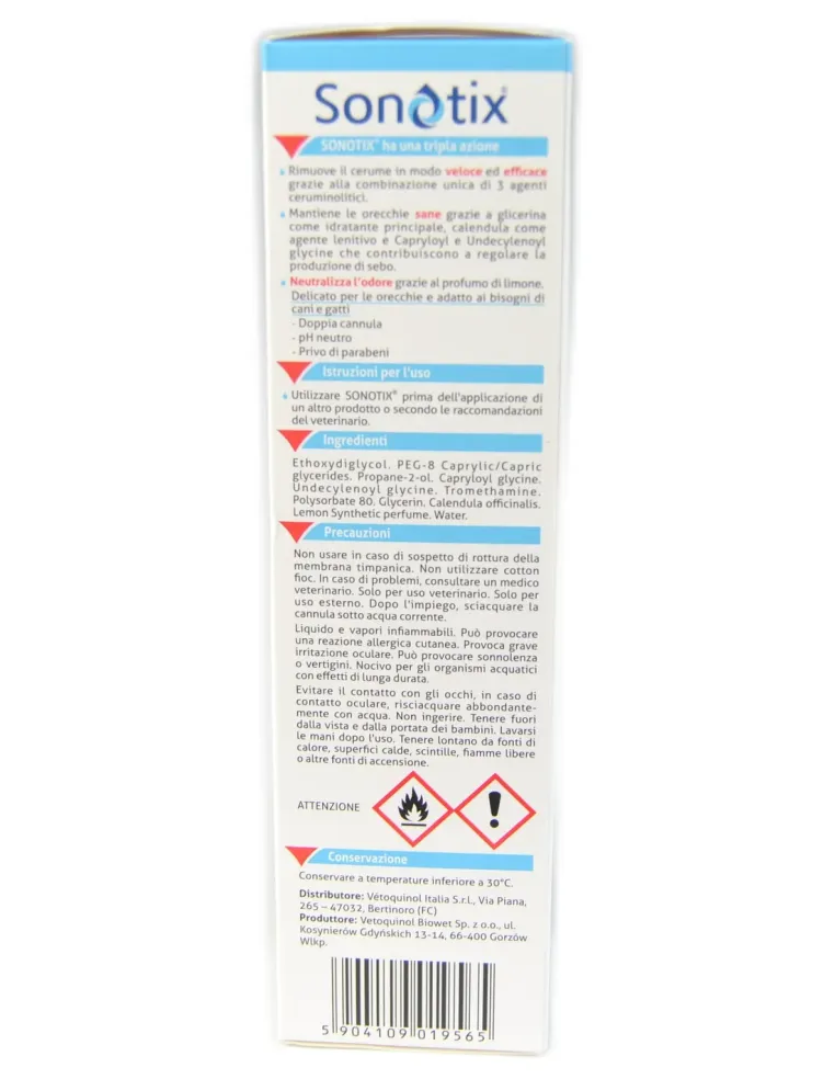 Sonotix Vetoquinol 1 flacone 120 ml detergente auricolare  