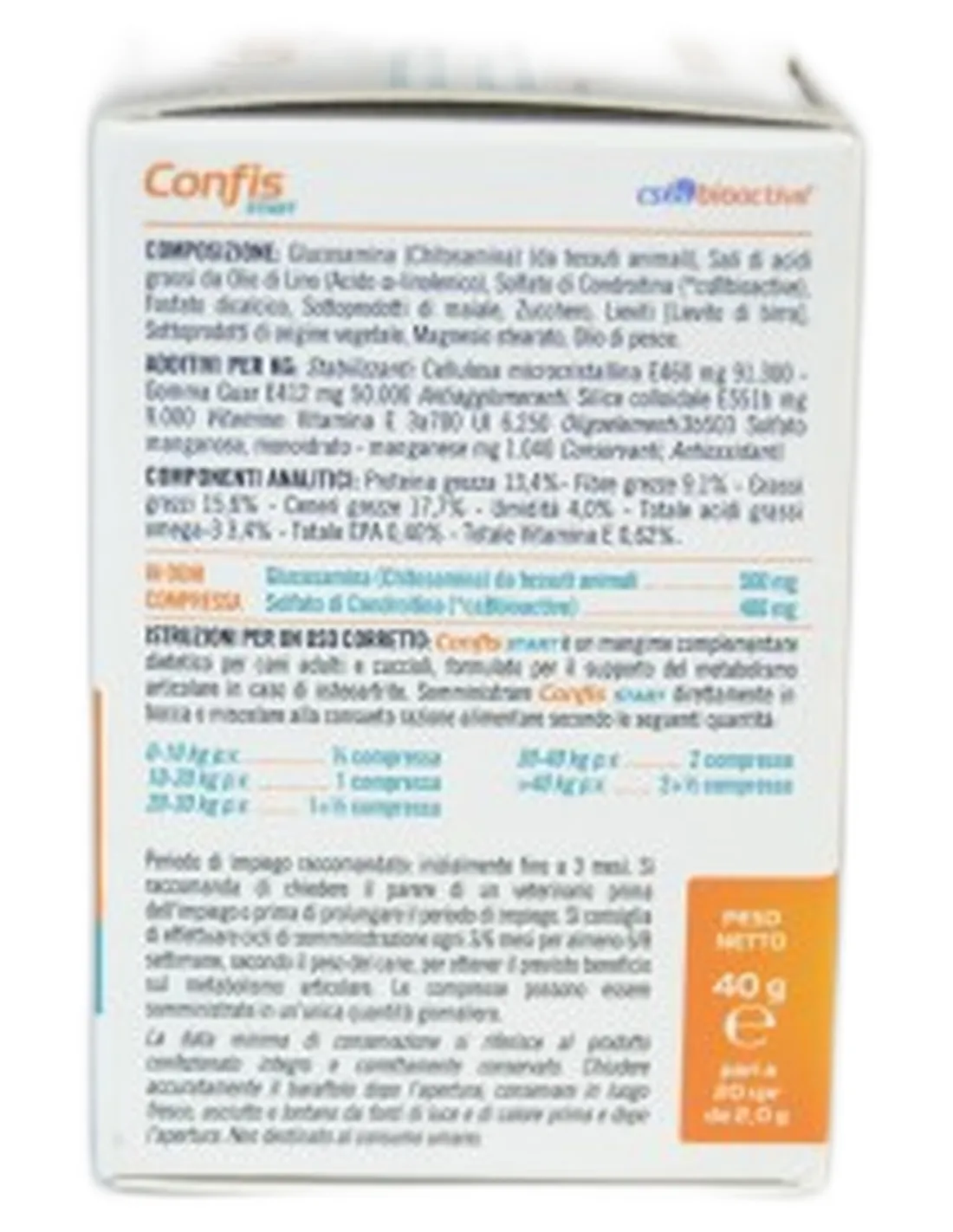 Confis Start Candioli 20 compresse appetibili da 2 g - 40 g  