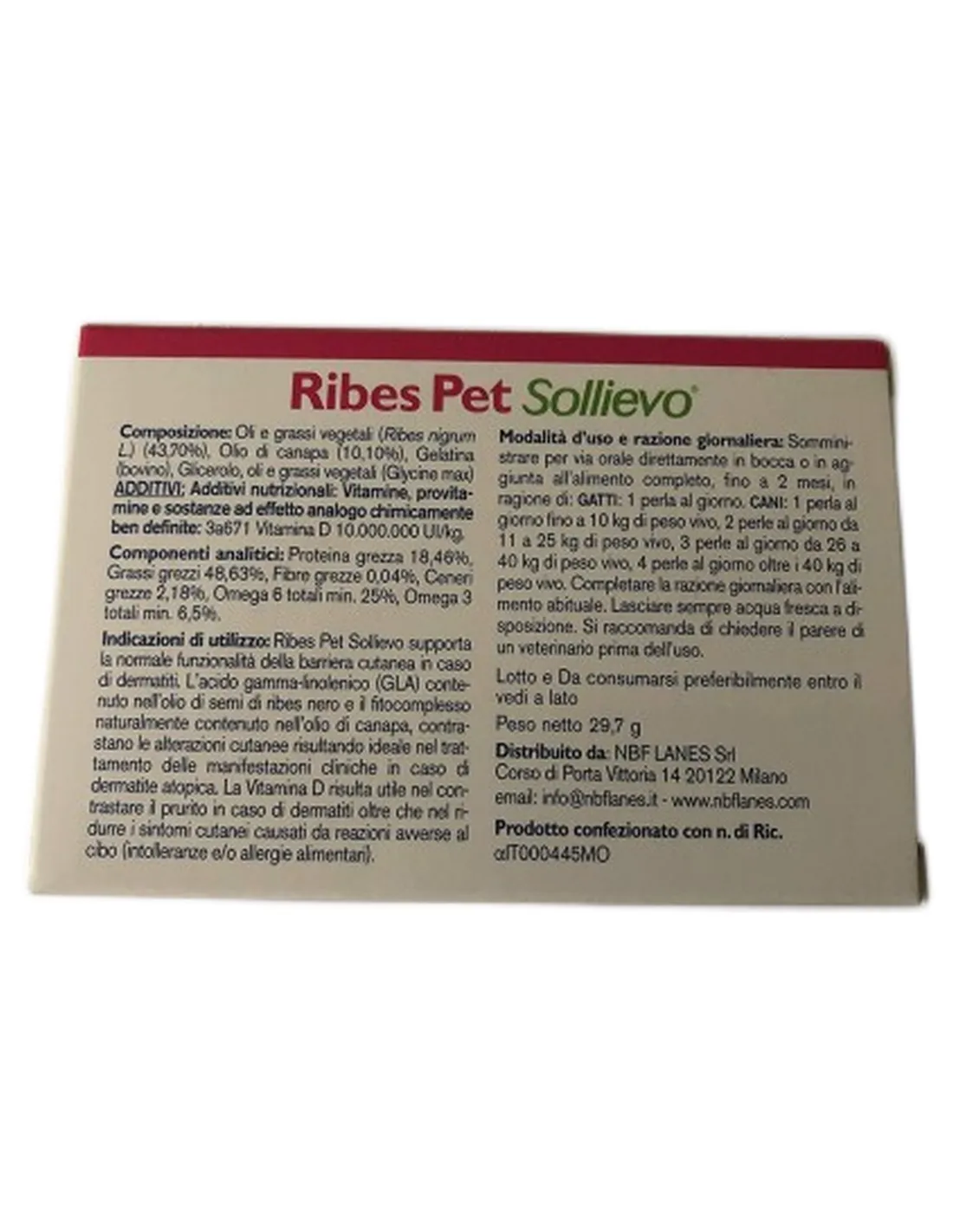 Ribes Pet Sollievo cane e gatto 60 perle  