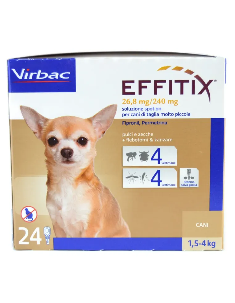 Effitix Toy Virbac 28,6 mg/24 mg soluzione spot-on 24 pipette 0,44 ml  