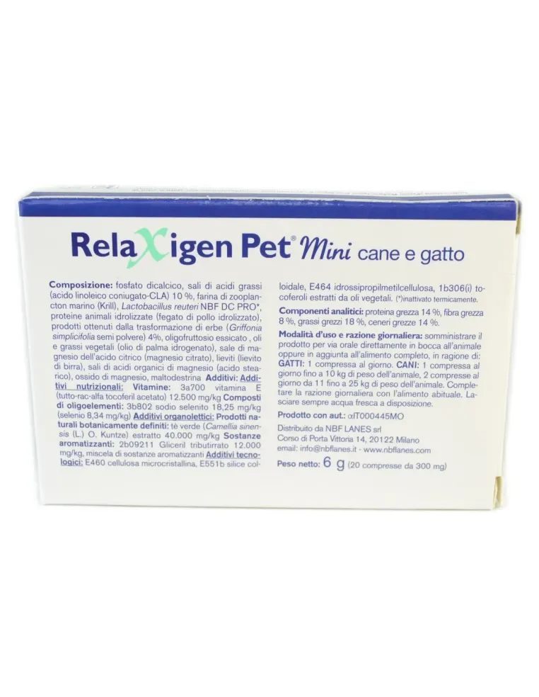Relaxigen Pet Mini 20 compresse NBF  