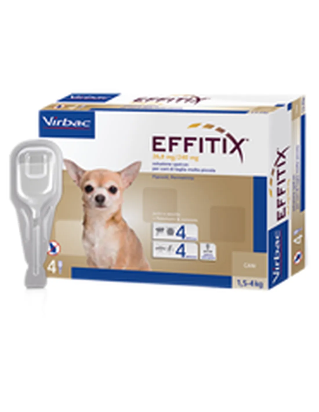 Effitix Toy Virbac 28,6 mg/24 mg soluzione spot-on 4 pipette 0,44 ml  
