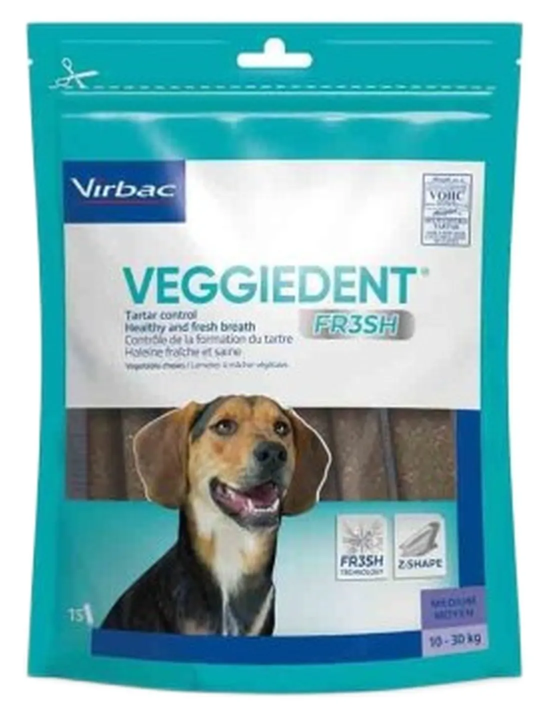 Veggiedent Fr3sh 15 sticks per cani 10-30 kg Virbac   Veggiedent Fr3sh 15 sticks per cani 10-30 kg Virbac