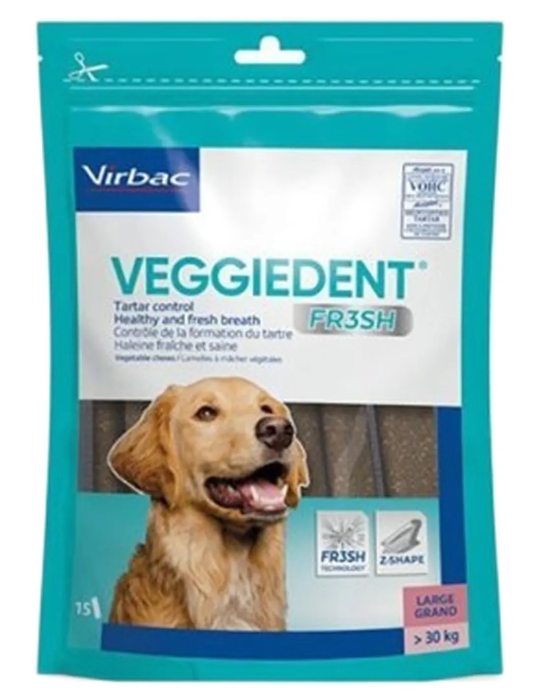 Veggiedent Fr3sh 15 sticks per cani oltre 30 kg Virbac   Veggiedent Fr3sh 15 sticks per cani oltre 30 kg Virbac