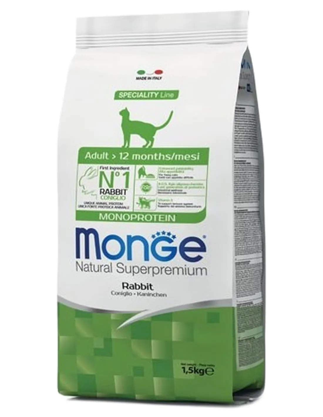Monge gatti monoproteico coniglio 1,5 kg  