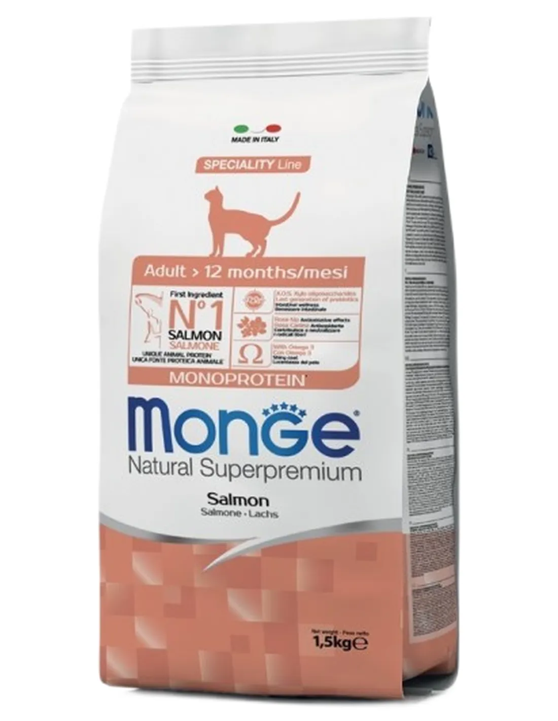 Monge monoproteico gatto al salmone 1,5 kg  