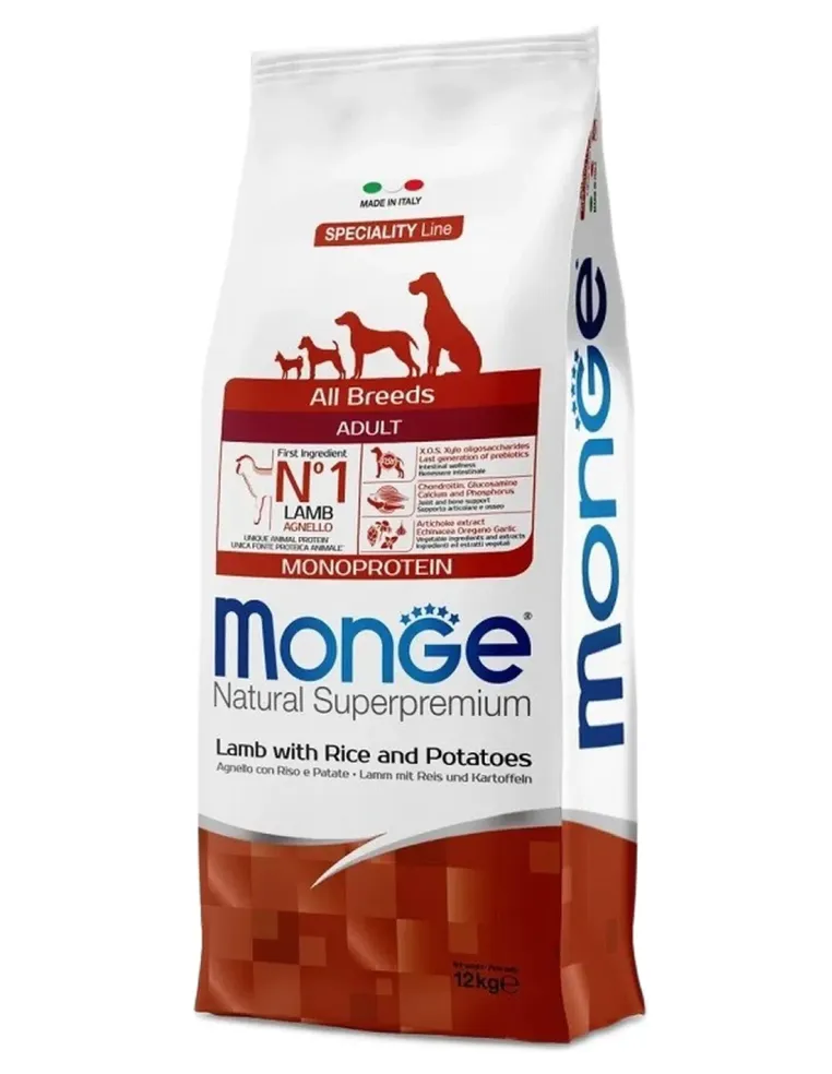 Monge agnello riso e patate 12 kg  