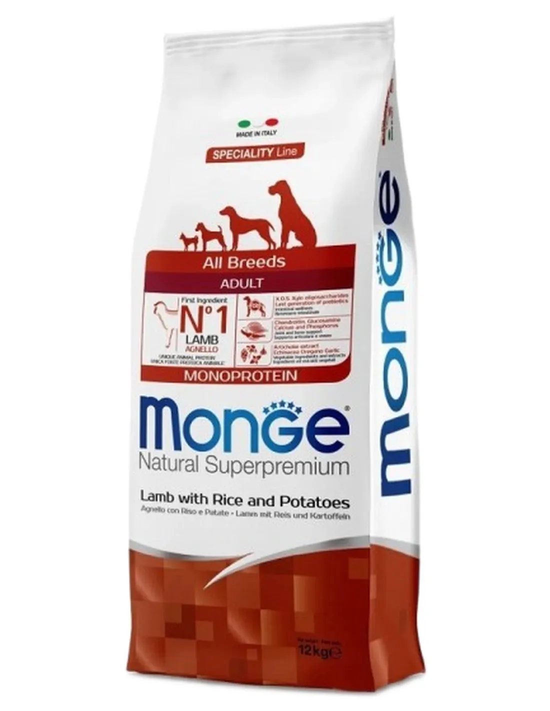 Monge agnello riso e patate 12 kg  