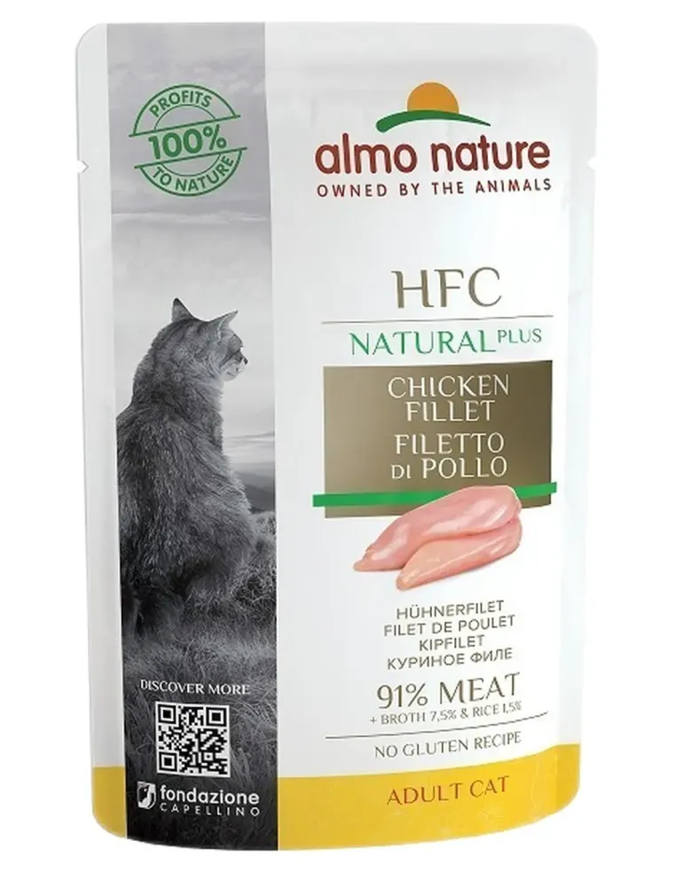 Almo nature hfc natural plus gatto filetto di pollo busta 55 gr  