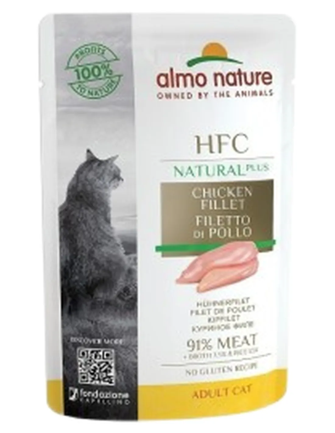 Almo nature hfc natural plus gatto filetto di pollo busta 55 gr   Almo nature hfc natural plus gatto filetto di pollo busta 55 gr