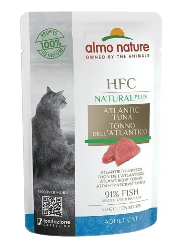 Almo nature hfc natural plus gatto tonno dell'atlantico busta 55 gr