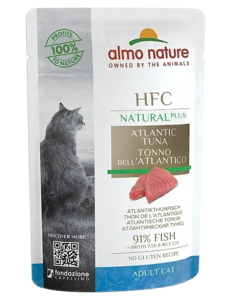Almo nature hfc natural plus gatto tonno dell'atlantico busta 55 gr  