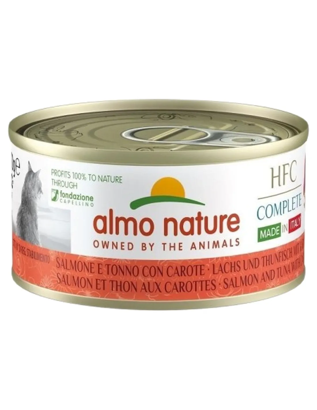 Almo nature hfc natural made in italy gatto salmone e tonno con carote 70 gr  