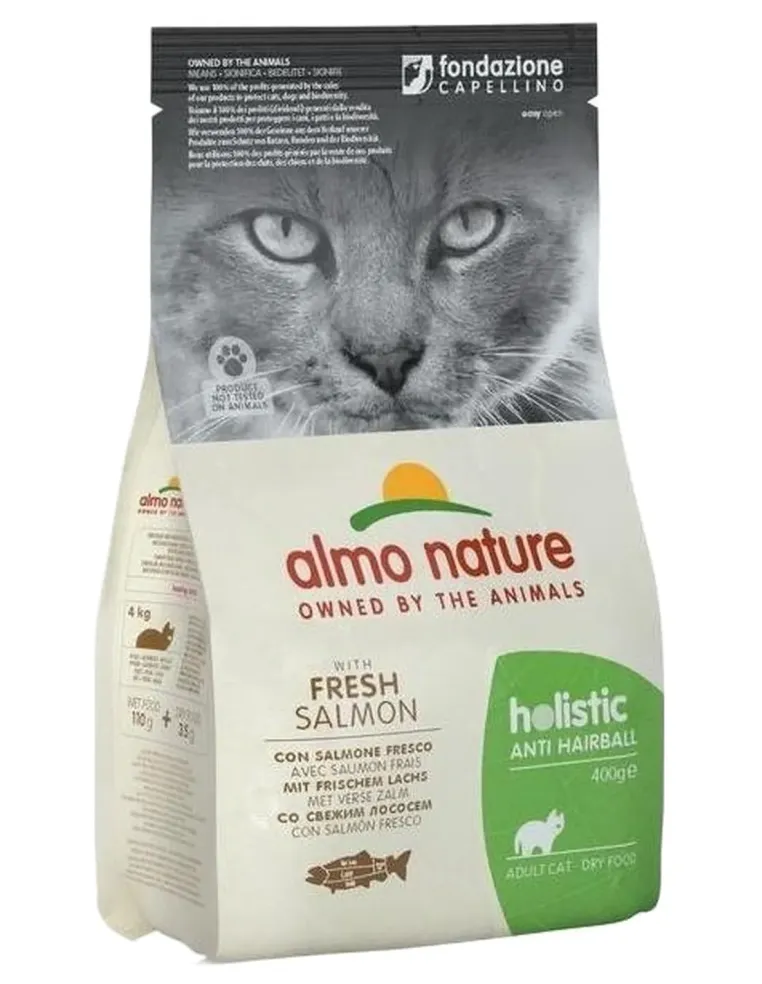 Almo nature holistic gatto adult anti hairball con salmone fresco 400 gr  