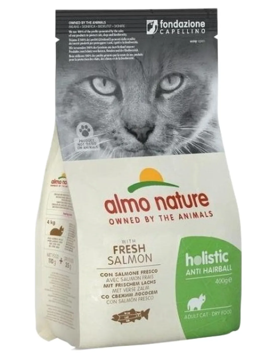 Almo nature holistic gatto adult anti hairball con salmone fresco 400 gr  