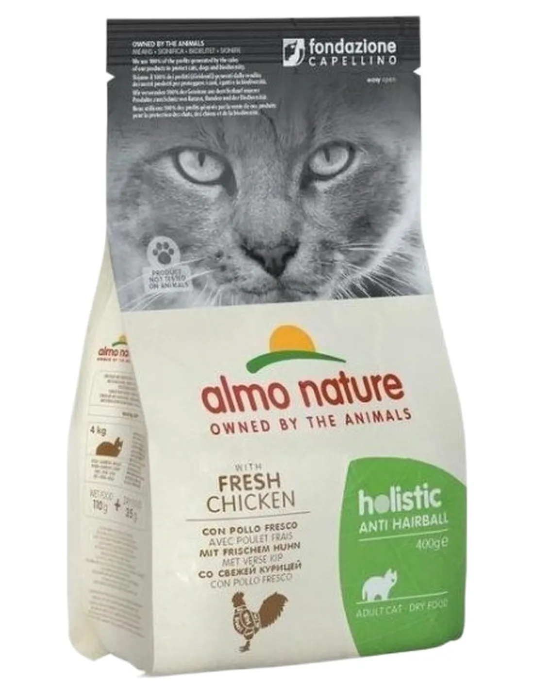 Almo nature holistic gatto adult anti hairball con pollo fresco 400 gr  