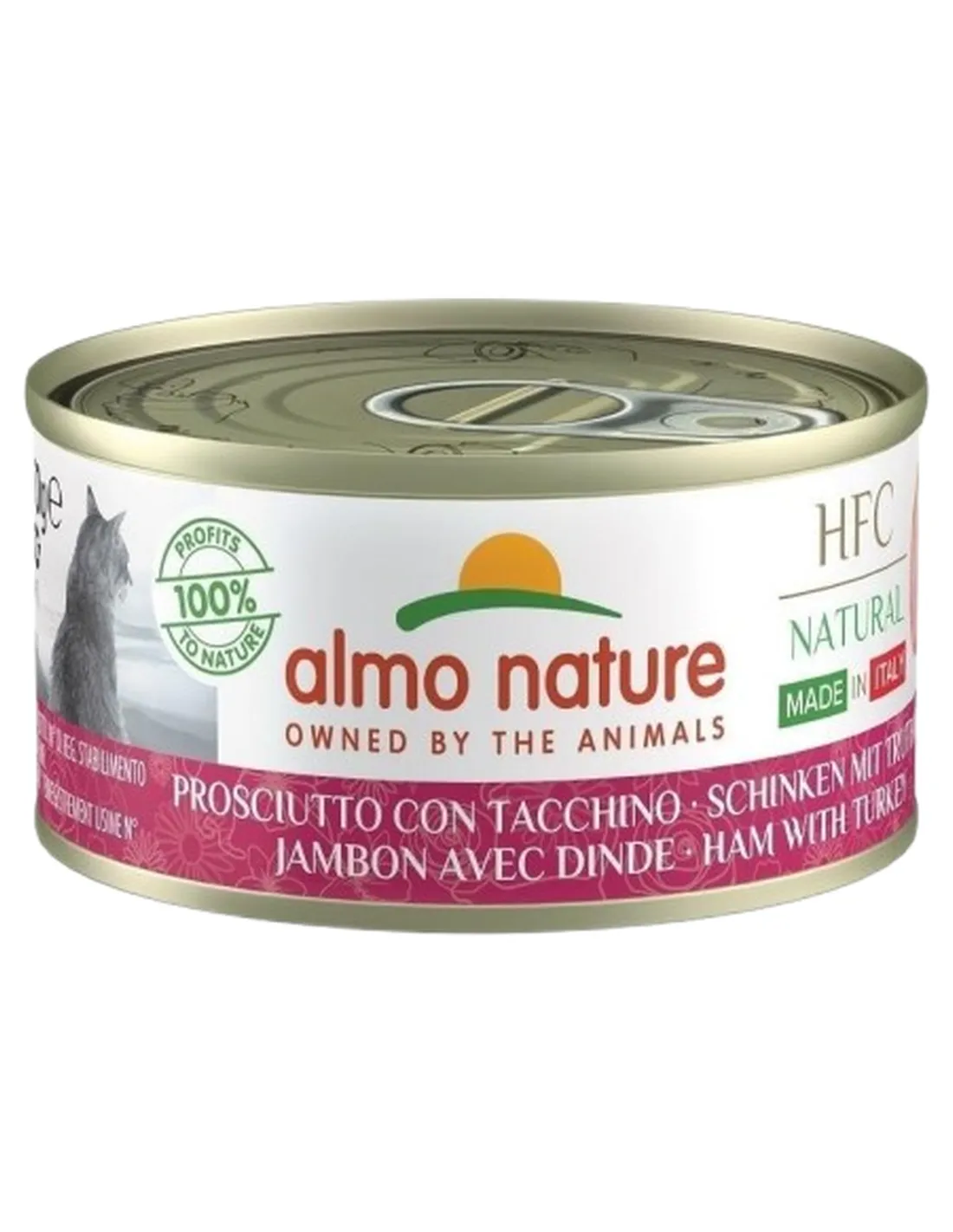 Almo nature hfc natural made in italy gatto prosciutto con tacchino 70 gr  