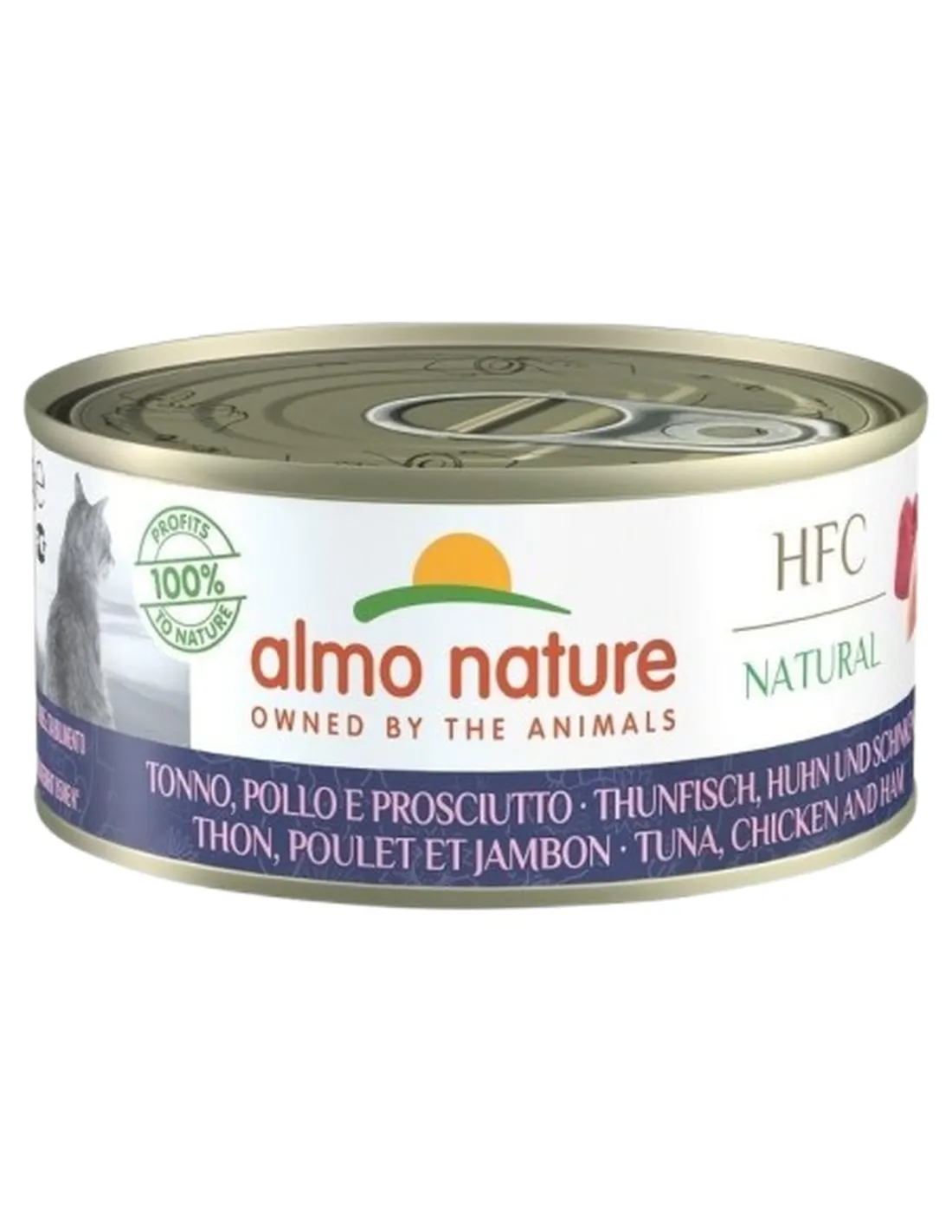 Almo nature HFC natural gatto Adult tonno pollo e prosciutto 150 gr   Almo nature HFC natural gatto Adult tonno pollo e prosciutto 150 gr