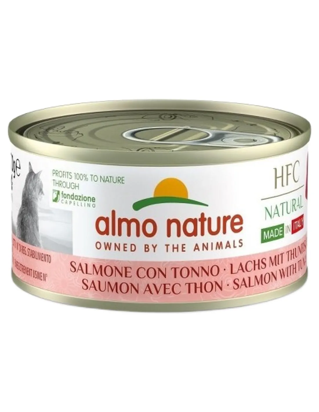 Almo nature hfc natural made in italy gatto salmone e tonno 70 gr   Almo nature hfc natural made in italy gatto salmone e tonno 70 gr