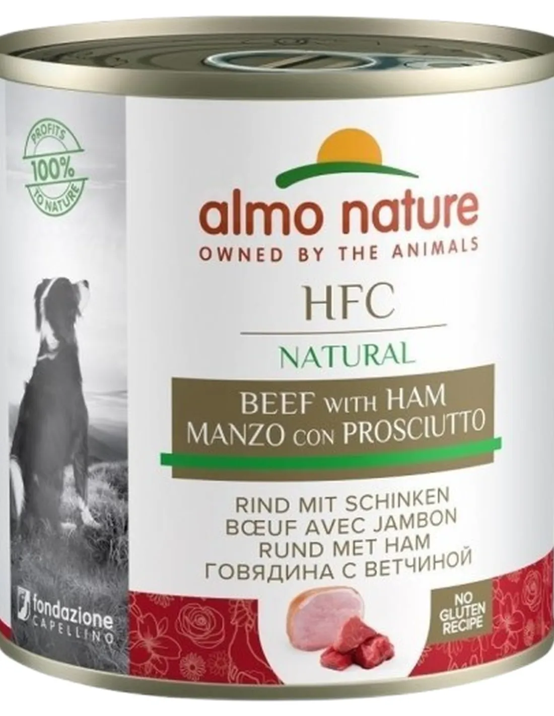 Almo nature hfc cuisine cane manzo con prosciutto 290 gr  