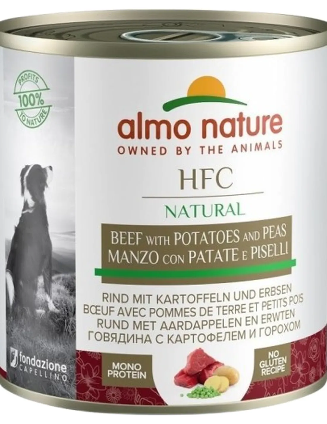 Almo nature hfc cuisine cane manzo con patate e piselli 290 gr  