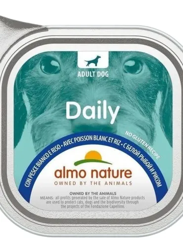 Almo nature pfc daily menu cane adult con pesce bianco e riso 100 gr  