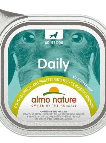 Almo nature pfc daily menu cane adult con pollo e piselli 100 gr  
