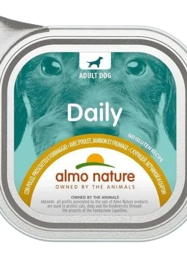 Almo nature pfc daily menu cane adult con pollo prosciutto e formaggio 100 gr