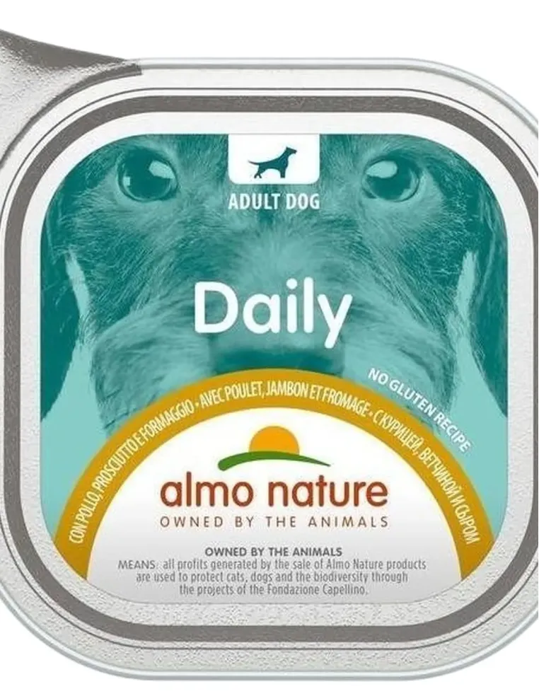 Almo nature pfc daily menu cane adult con pollo prosciutto e formaggio 100 gr  