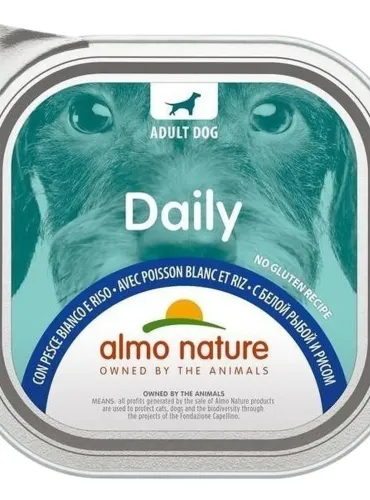 Almo nature pfc daily menu cane adult con pesce bianco e riso 300 gr