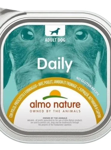 Almo nature pfc daily menu cane adult con pollo prosciutto e formaggio 300 gr  