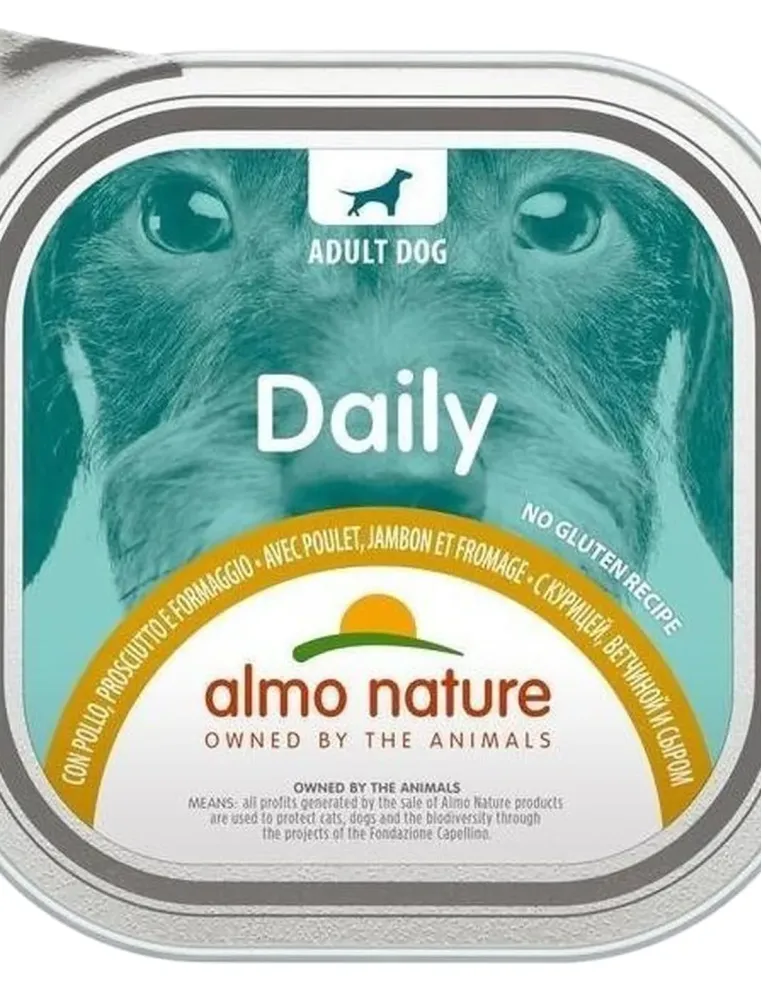 Almo nature pfc daily menu cane adult con pollo prosciutto e formaggio 300 gr  