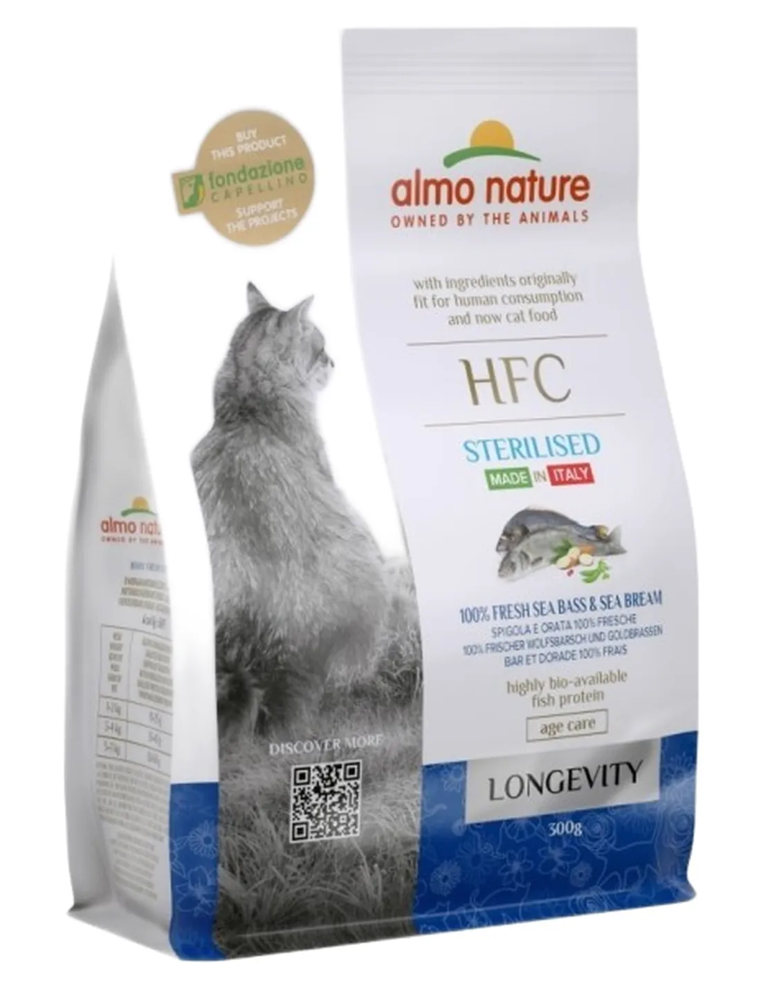 Almo nature HFC gatto Longevity Sterilizzato Spigola e Orata 300 gr   Almo nature HFC gatto Longevity Sterilizzato Spigola e Orata 300 gr