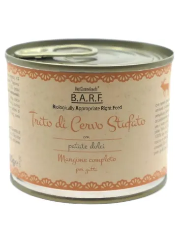 Dr.Clauder's Barf menu completo gatto Trito di cervo con patate dolci 200 gr  