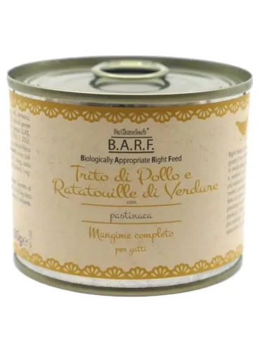 Dr.Clauder's Barf menu completo gatto Trito di pollo e ratatouille di verdure con pastinaca 200 gr