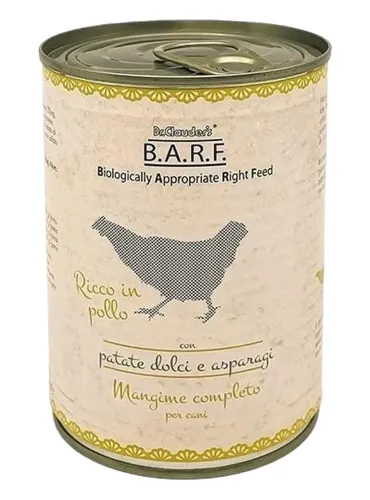 Dr.Clauder's Barf menu completo cane trito di pollo con patate dolci e asparagi 400 gr