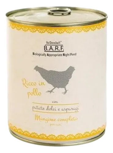 Dr.Clauder's Barf menu completo cane trito di pollo con patate dolci e asparagi 800 gr  