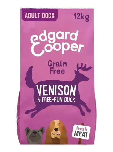 Edgard e Cooper Adult Carne Fresca Di Cervo E Anatra Allevata A Terra Senza Cereali 12 kg  