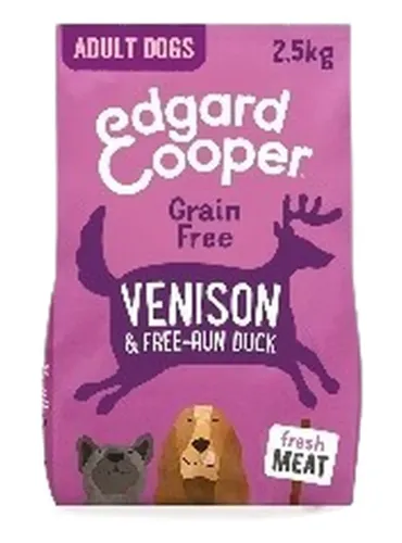Edgard e Cooper Adult Carne Fresca Di Cervo E Anatra Allevata A Terra Senza Cereali 2,5 kg