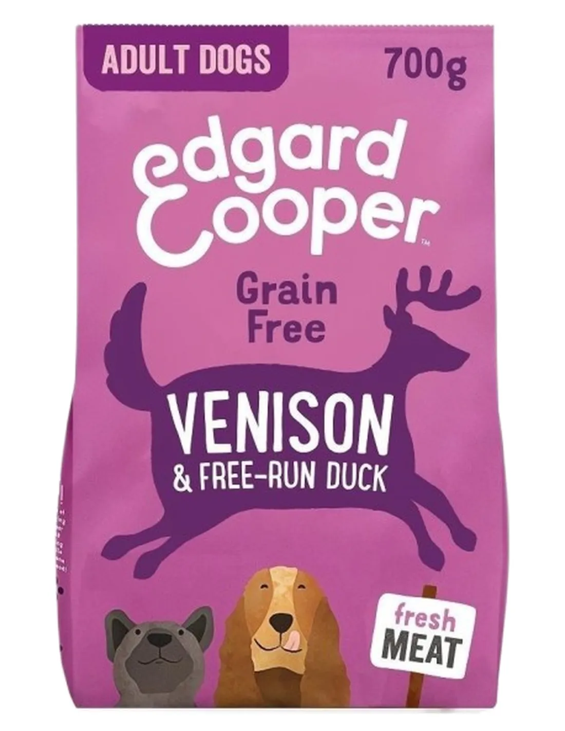 Edgard e Cooper Adult Carne Fresca Di Cervo E Anatra Allevata A Terra Senza Cereali 700 gr  